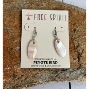 Peyote Bird Peach Agate Stone Sterling Silver Earrings‎ J022